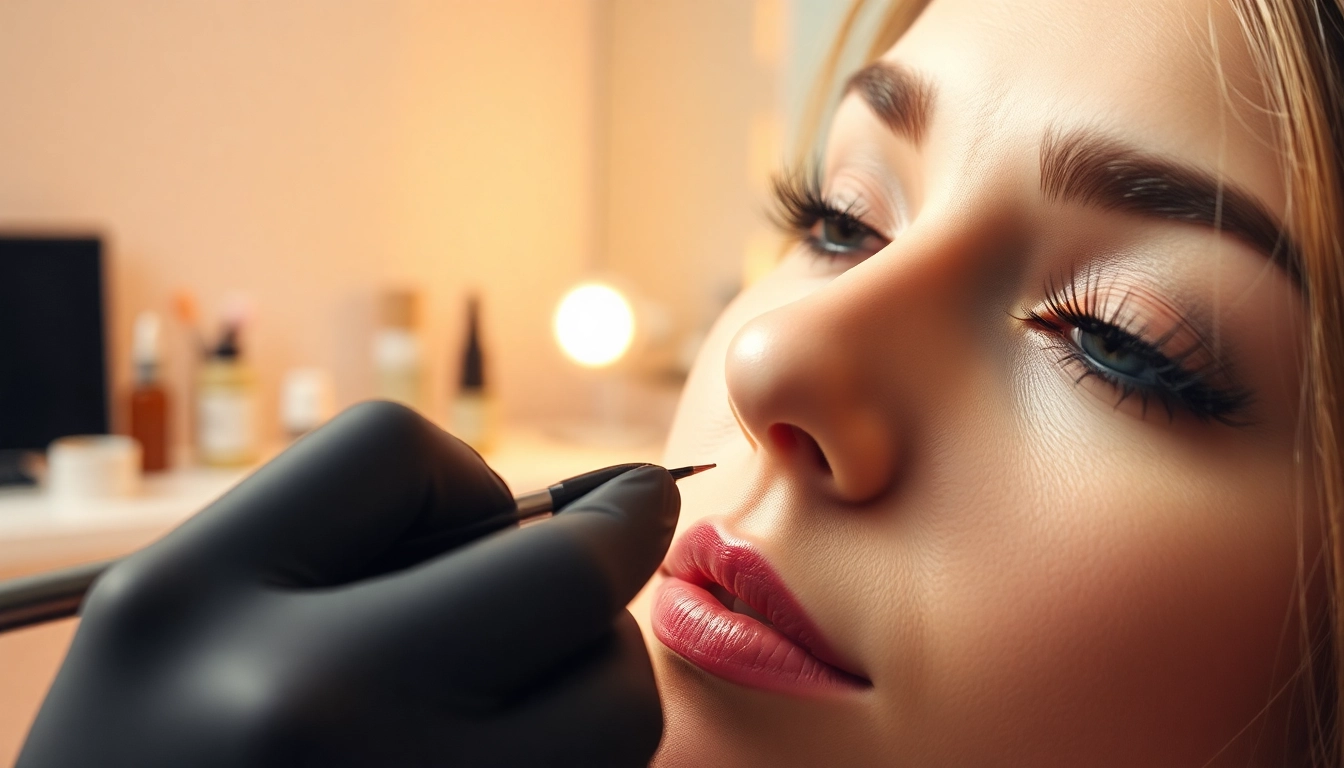 Expertly applying Pflugerville lash extensions in a modern salon setting.