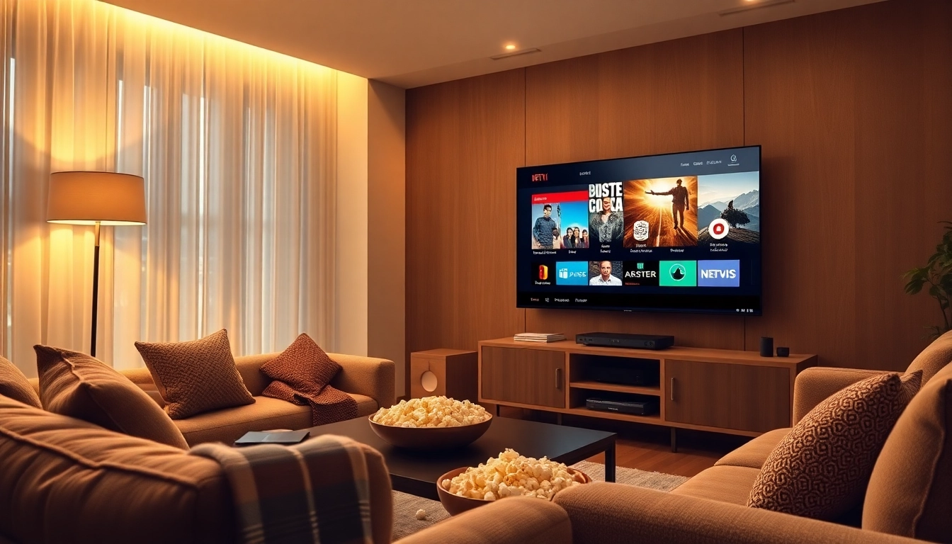 Enjoy a vibrant living room with IPTV content on the screen, showcasing abonnement iptv options for entertainment.