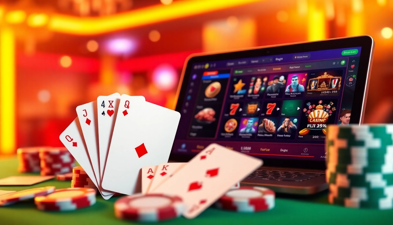 Casino online real money gaming setup with colorful chips and cards enhancing excitement.