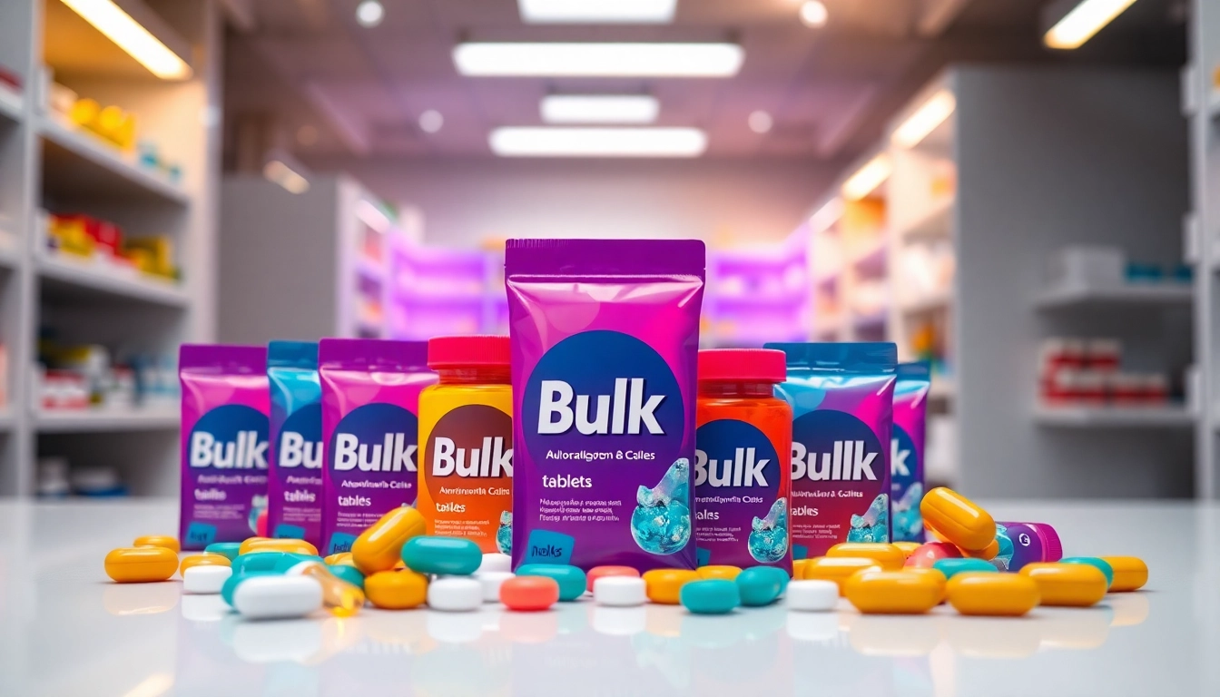 Showcase Bulk 7oh tablets in a modern pharmacy collection, highlighting vibrant packaging and product quality.